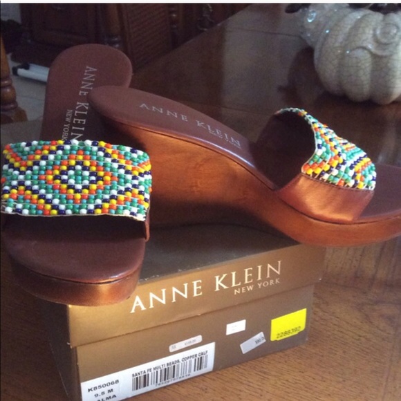 Anne Klein Salma Beaded Wedge Slides - Picture 2 of 3